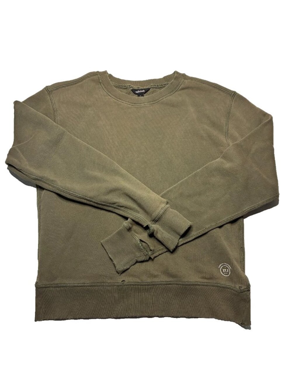 Allbirds Sweatshirt Organic Cotton Green Distressed Crewneck Pullover Size S